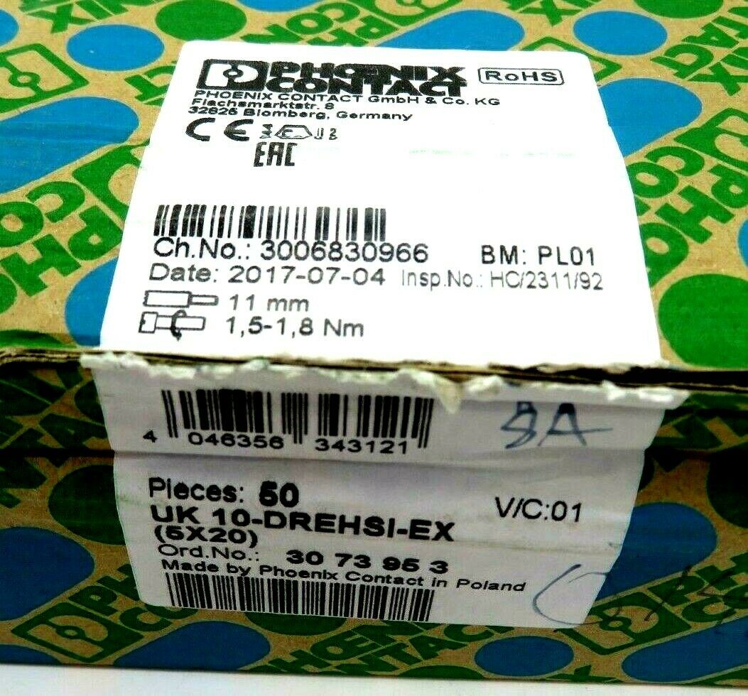 NEW 50PCS. PHOENIX CONTACT UK 10-DREHSI-EX TERMINAL BLOCK 5X20 UK10DREHSIEX - Image 5