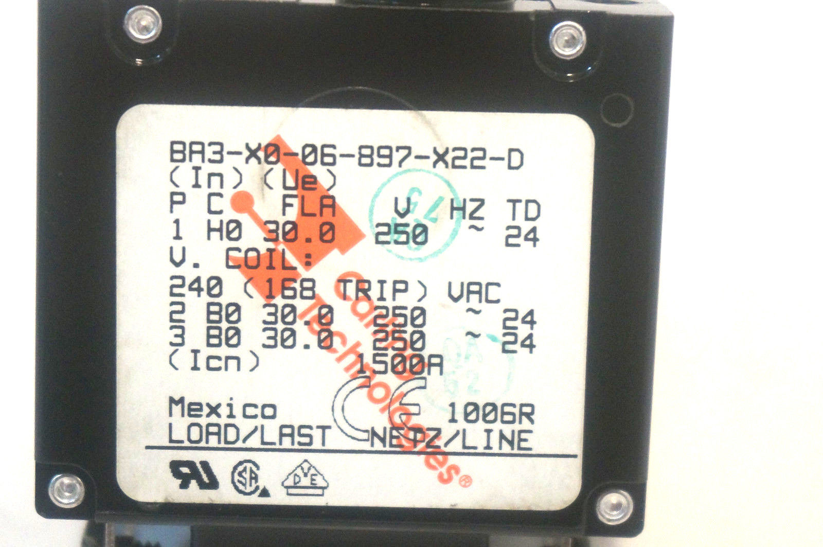 NEW CARLING SWITCH BA3-X0-06-897-X22-D CIRCUIT BREAKER BA3X006897X22D - Image 3