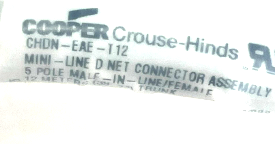 NEW COOPER CHDN-EAE-T12 CABLE DEVICENET 5POLE MALE TO IN-LINE FM 12M CHDNEAET12 - Image 4