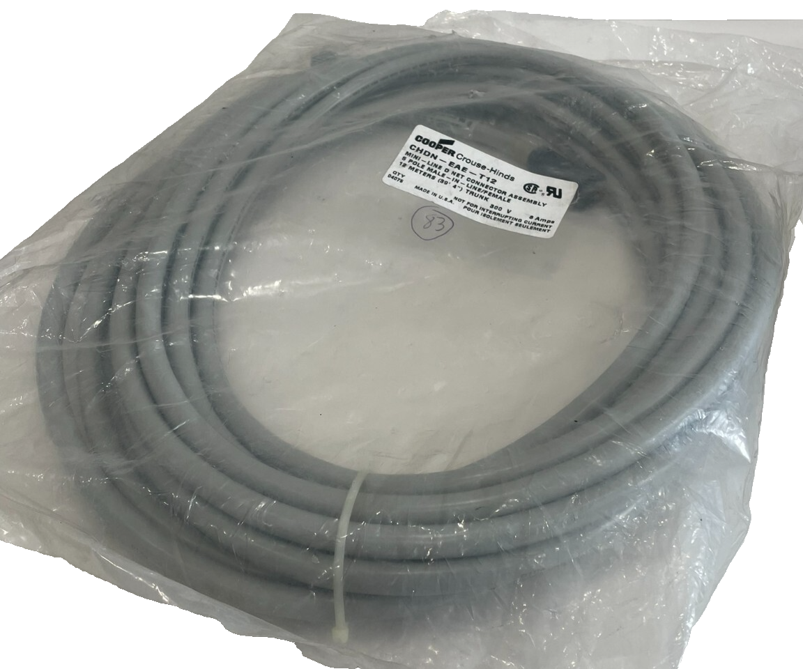 NEW COOPER CHDN-EAE-T12 CABLE DEVICENET 5POLE MALE TO IN-LINE FM 12M CHDNEAET12