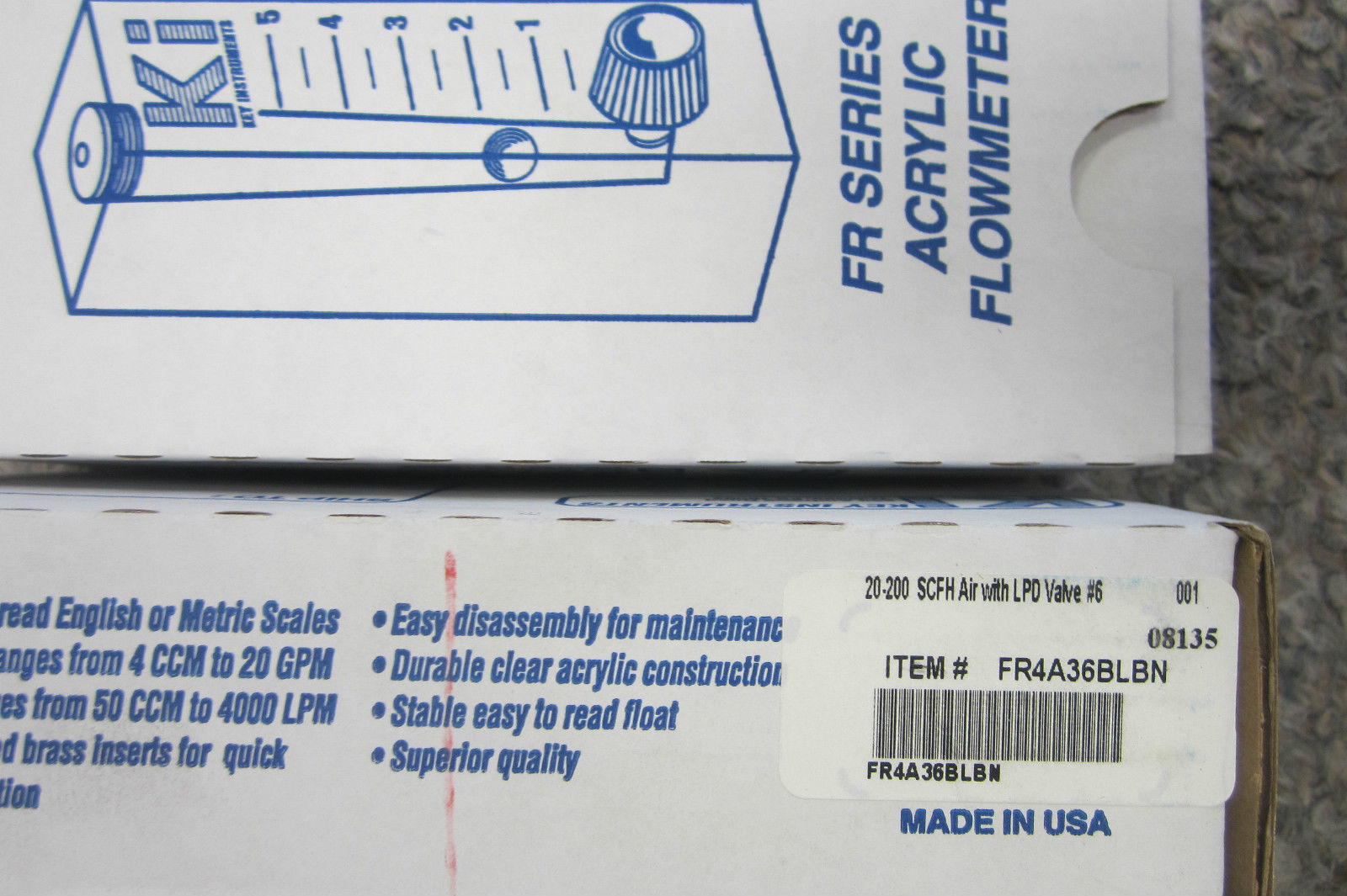 NEW KEY INSTRUMENTS FR4A36BLBN FLOWMETER - SB Industrial Supply, Inc.