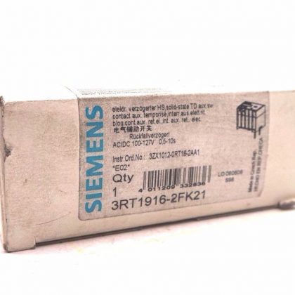 NEW SIEMENS 3RT1916-2FK21 TIME DELAY RELAY 3RT19162FK21