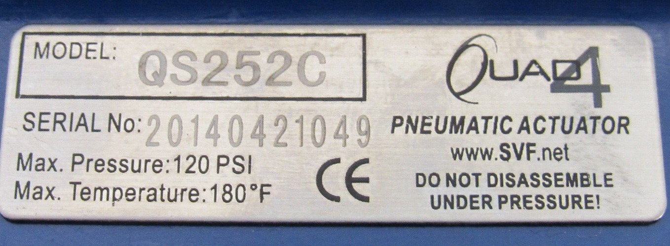 NEW SVF FLOW CONTROLS QS252C PNEUMATIC VALVE ACTUATOR 1/2