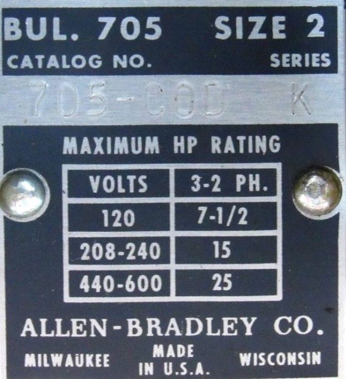 NEW ALLEN BRADLEY 705-C0D REVERSING STARTER SIZE 2 SERIES K 705C0D 705-COD - Image 5
