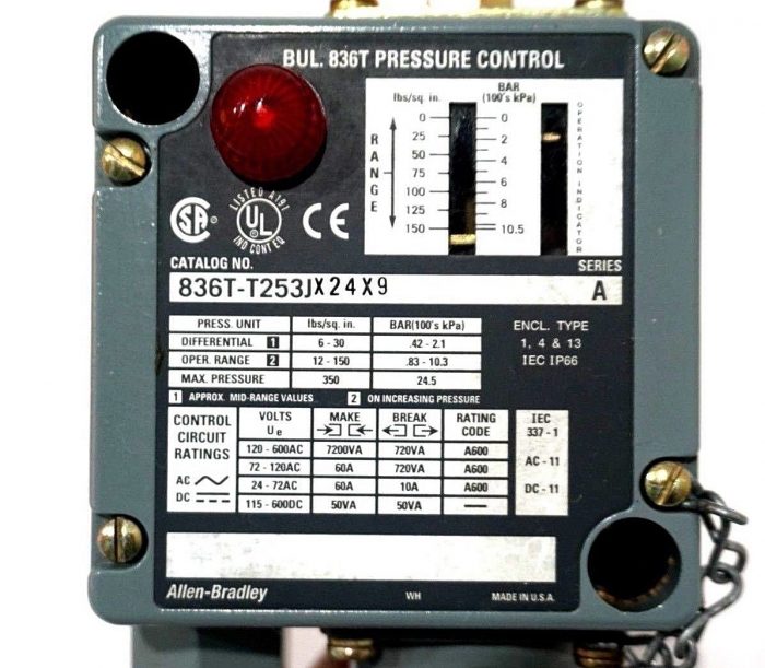 NEW ALLEN BRADLEY 836T-T253JX24X9 PRESSURE SWITCH SER.A 836TT253JX24X9 - Image 3