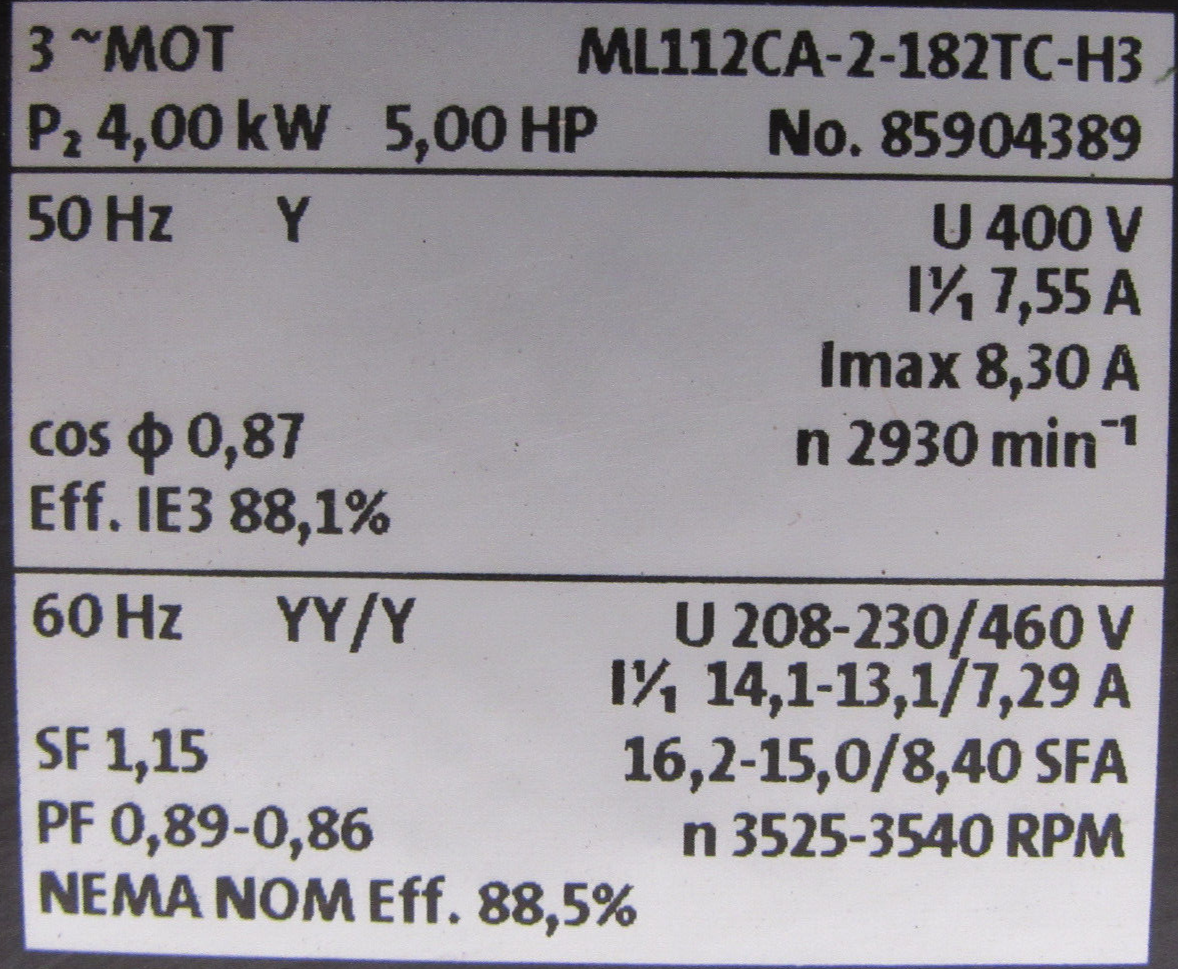 NEW GRUNDFOS ML112CA-2-182TC-H3 PUMP MOTOR 5HP 208-230/460V ML112CA2182TCH3 - Image 5