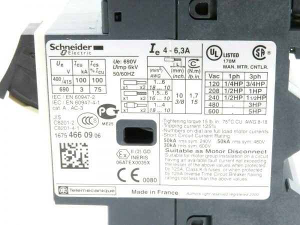NEW SCHNEIDER ELECTRIC GV2ME10 MOTOR CIRCUIT BREAKER - Image 3