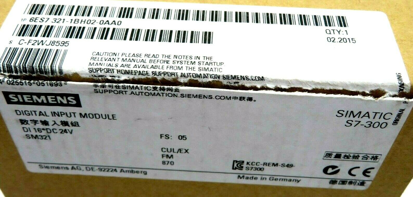 NEW SIEMENS 6ES7-321-1BH02-0AA0 DIGITAL INPUT MODULE 6ES73211BH020AA0 - Image 5