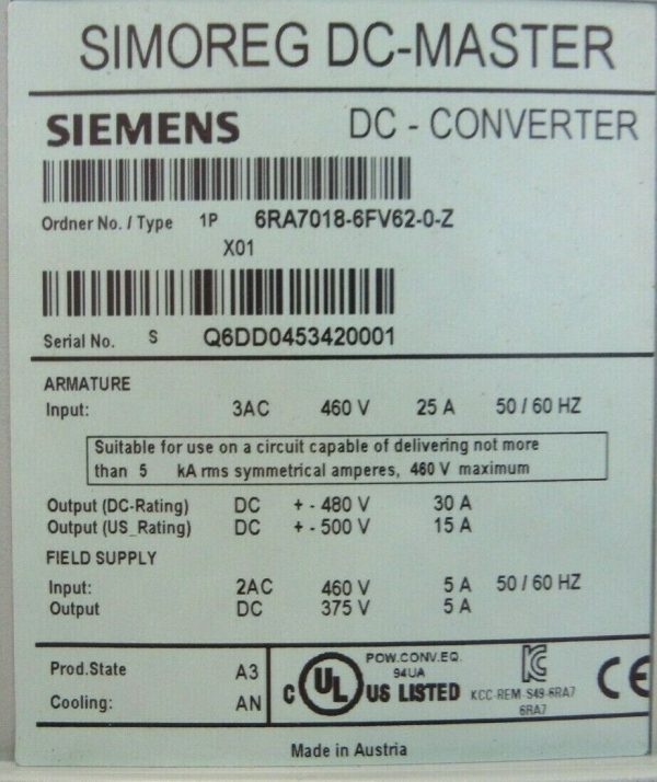 NEW SIEMENS 6RA7018-6FV62-0-Z SIMOREG DC-MASTER CONVERTER 6RA70186FV620Z - Image 5