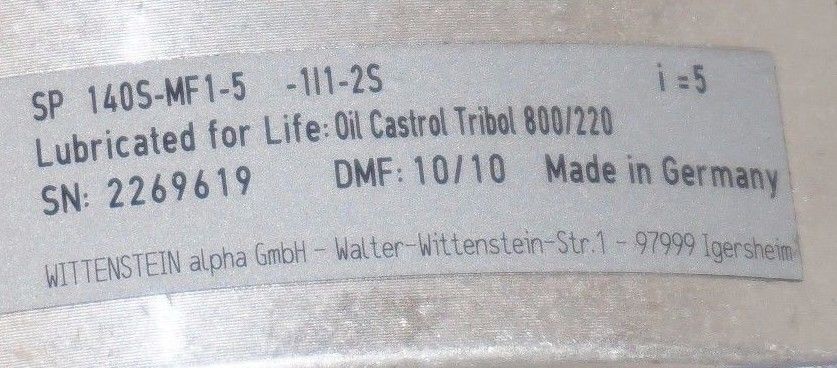NEW WITTENSTEIN SP1405-MF1-10-1I1-25 GEAR REDUCER 100:1 RATIO, SP1405MF1101I125 - Image 3