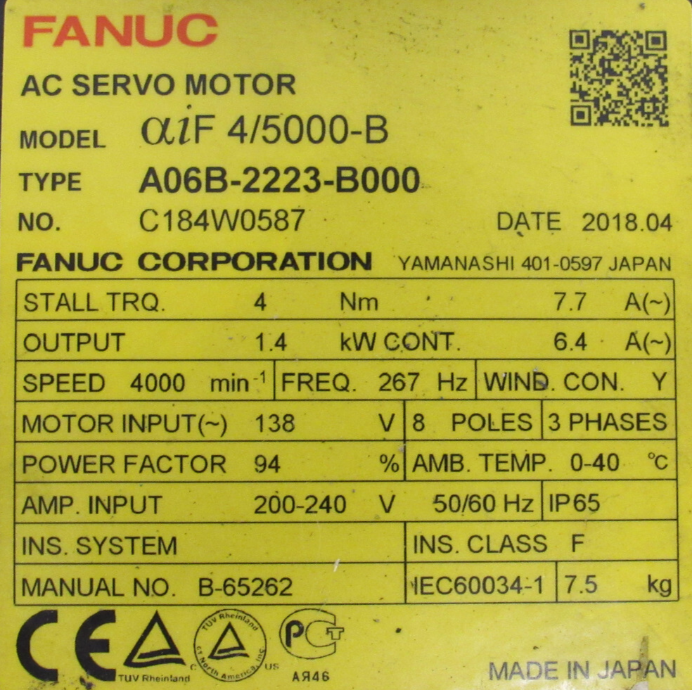 USED FANUC A06B-2223-B000 SERVO MOTOR A860-2050-T321 A06B2223B000 - Image 5