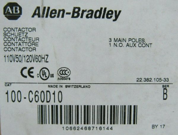 NEW ALLEN BRADLEY 100-C60D10 CONTACTOR SER B 100C60D10 - Image 5