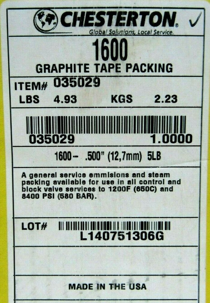 NEW CHESTERTON 1600 GRAPHITE TAPE PACKING 035029 .500" - Image 3