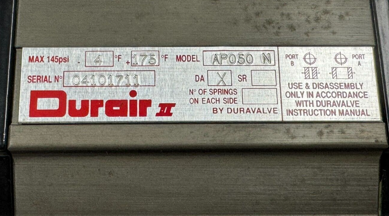 NEW DURAVALVE AP050-N DURAIR II PNEUMATIC ACTUATOR W/ 8110738M NAMUR ...
