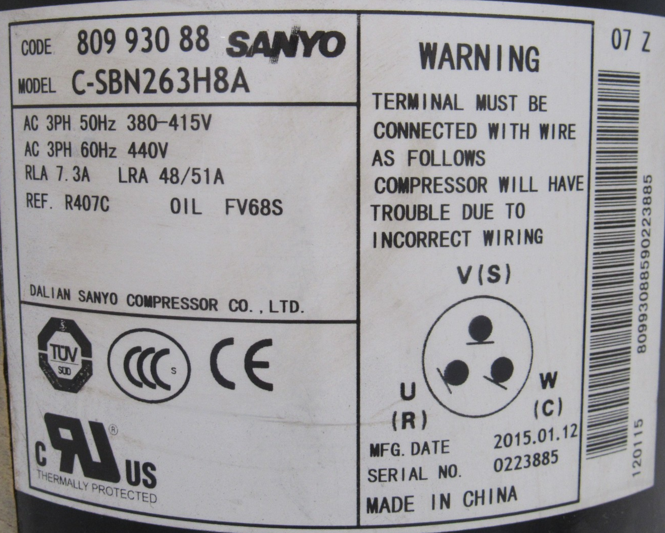 NEW SANYO C-SBN263H8A COMPRESSOR CSBN263H8A - Image 4