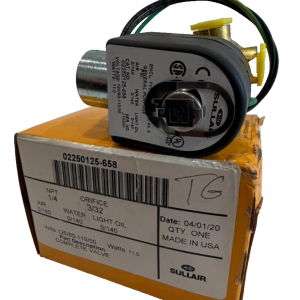 NEW SULLAIR 02250125-658 SOLENOID VALVE 120/60-110/50 NPT 1/4 ORIFICE 3/32