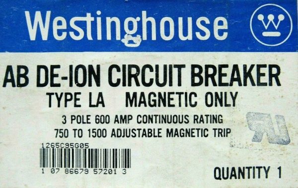 NEW WESTINGHOUSE 1265C95G05 CIRCUIT BREAKER AB DE-ION TYPE LA 3 POLE 600A 600VAC - Image 6