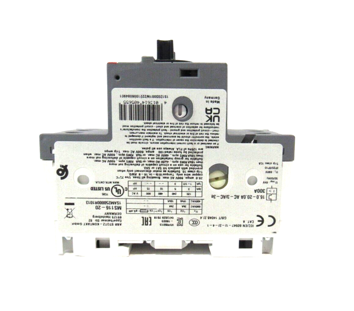 NEW ABB MS116-20 MOTOR STARTER 1SAM250000R1013 MS11620 - Image 3