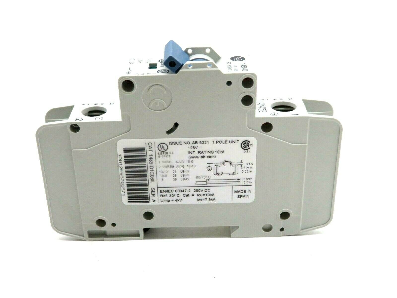 NEW ALLEN BRADLEY 1489-D1C060 CIRCUIT BREAKER SERIES A 1489D1C060 - Image 3