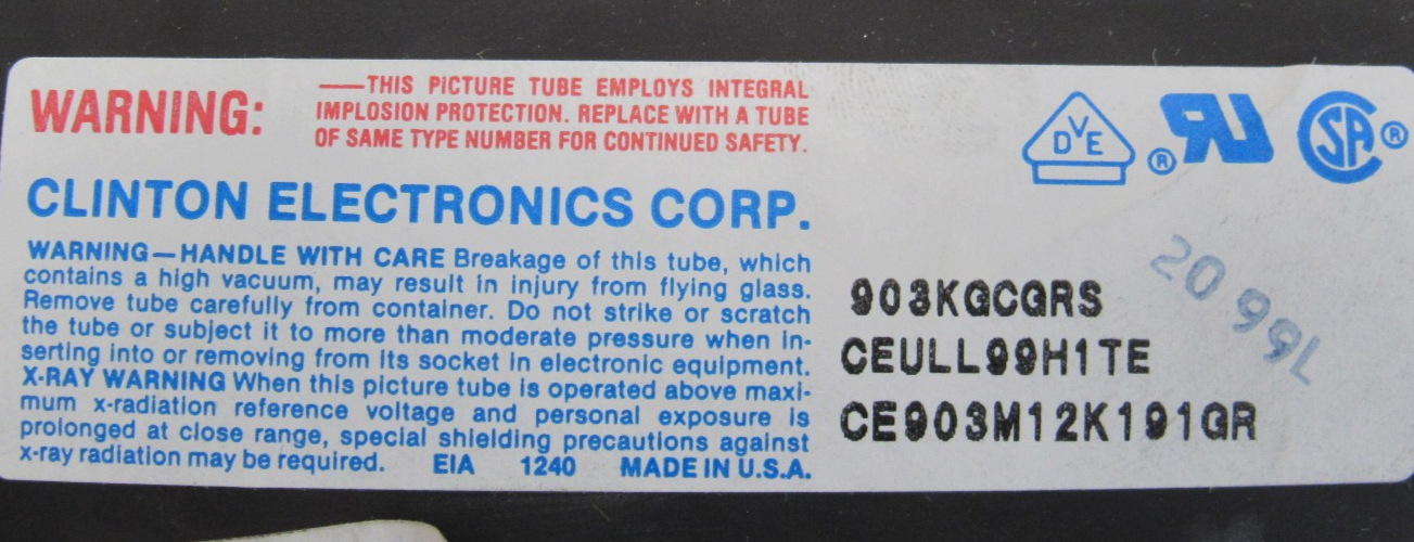 NEW CLINTON ELECTRONICS CE903M12K191GR CRT MONITOR 12" A665-000116-001 903KGCGRS - Image 4