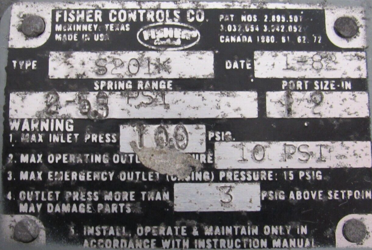 NEW FISHER CONTROLS S201K PRESSURE REGULATOR 1.5" 2-55 PSI 1/2" PORT SIZE - Image 4