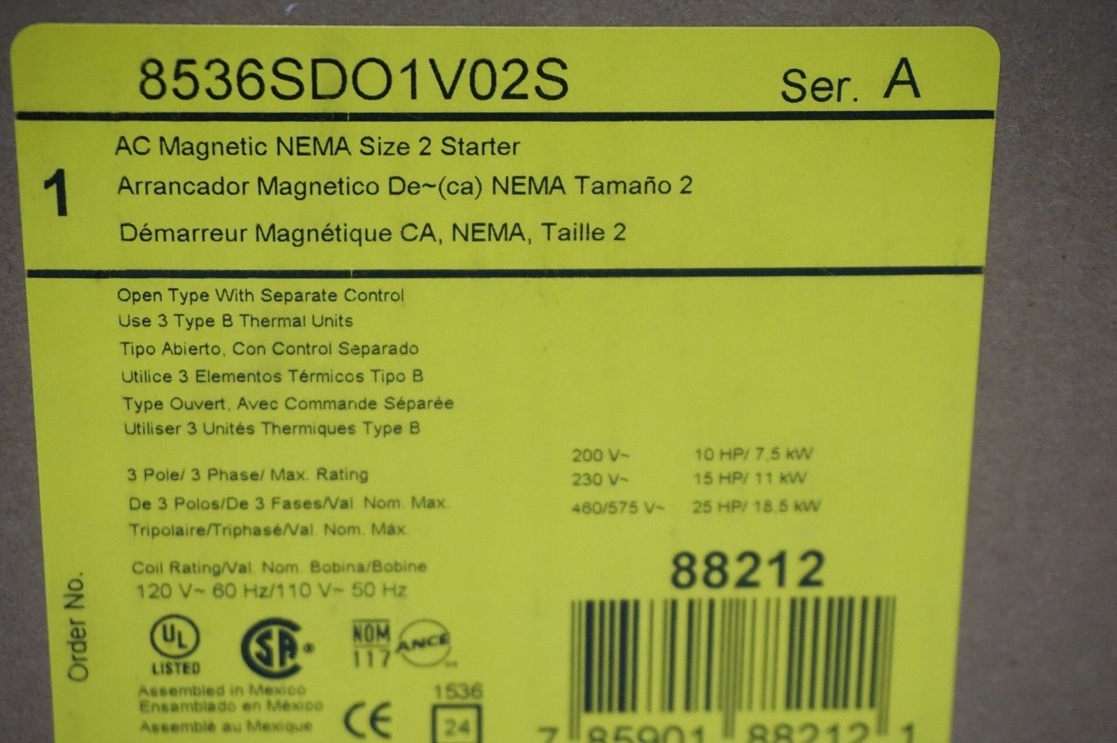 NEW SQUARE D 8536SDO1V02S MOTOR STARTER SIZE 2 SER.A - Image 4