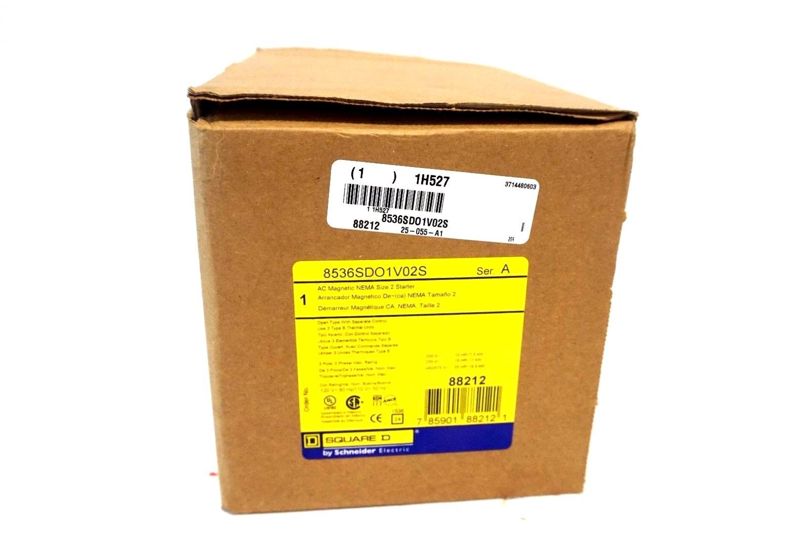 NEW SQUARE D 8536SDO1V02S MOTOR STARTER SIZE 2 SER.A