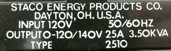 NEW STACO ENERGY 2510 VARIABLE TRANSFORMER INPUT 120V OUTPUT 0-120/140V - Image 4