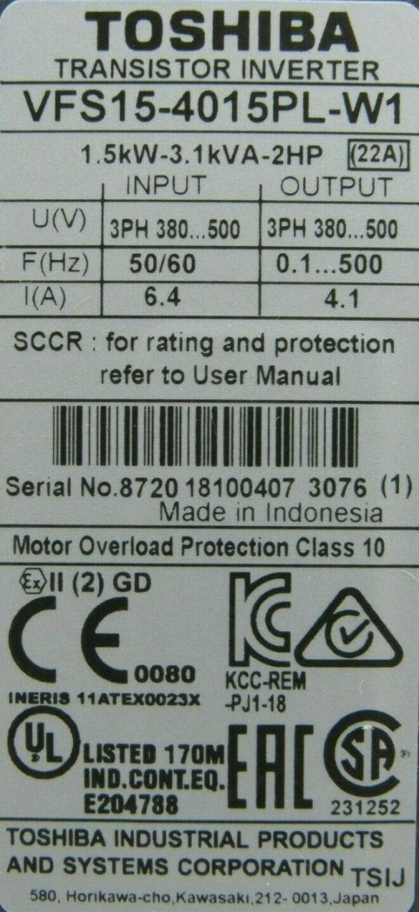 NEW TOSHIBA VFS15-4015PL-W1 DRIVE 3PH 380/500V 50/60HZ VFS154015PLW1 - Image 4