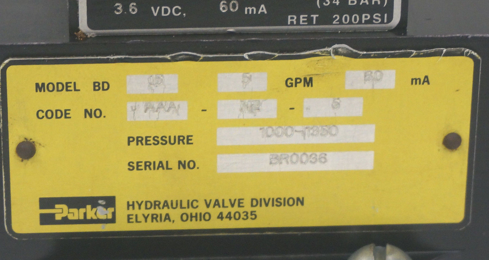 PARKER 801234-AAA-NR SERVO VALVE BD15AAANE5, 801234AAANR REPAIRED - Image 5