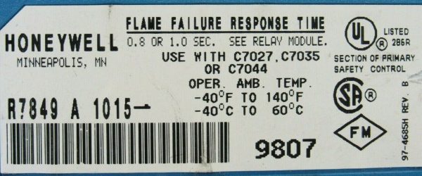 USED HONEYWELL RM7895-A-1014 FLAME CONTROL R7849-A-1015 ST7800-A-1062-9427 - Image 8