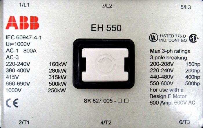 NEW ABB EH550-30-11 CONTACTOR 500HP 480V EH5503011 EH-550 SK827007-AS - Image 5