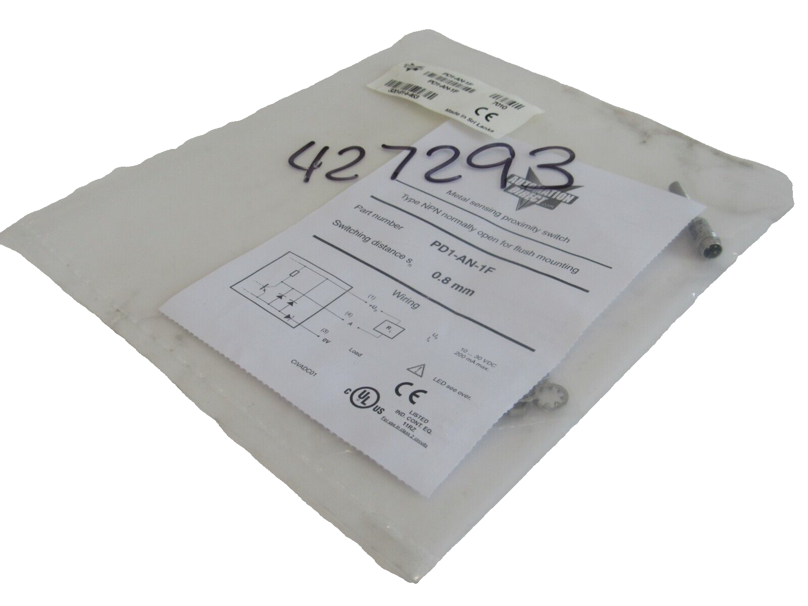 NEW AUTOMATION DIRECT PD1-AN-1F PROXIMITY SENSOR PD1AN1F