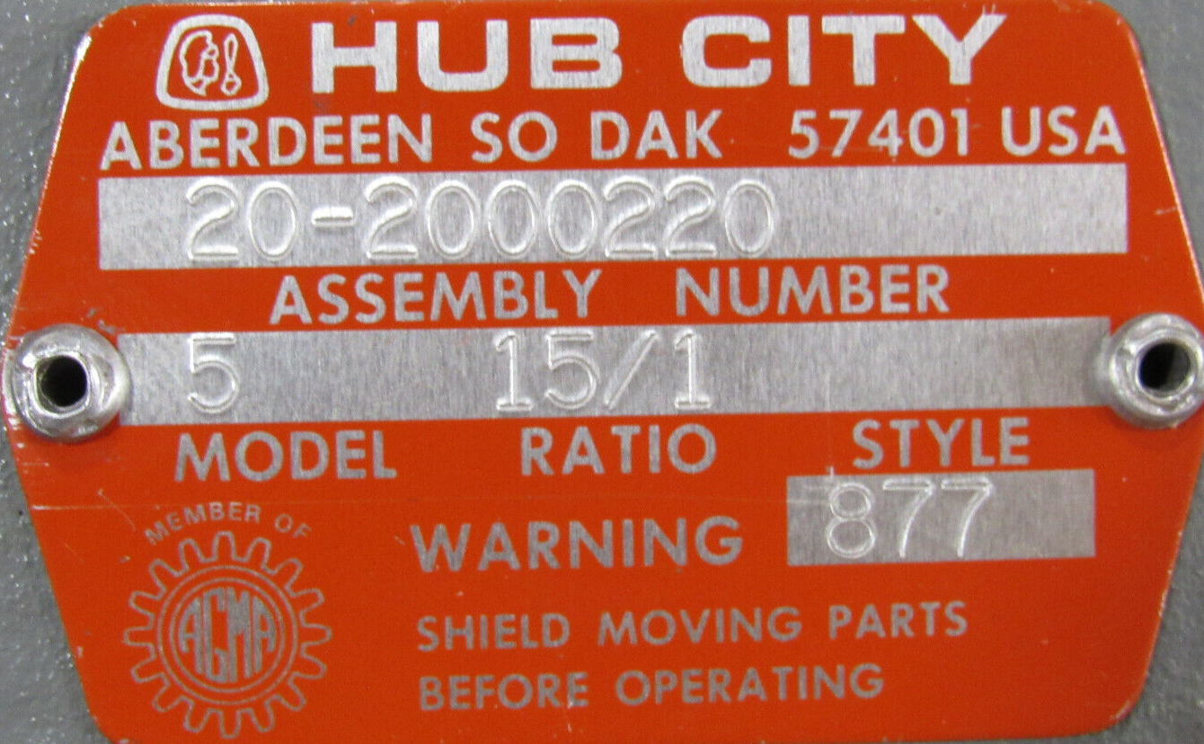 NEW HUB CITY 20-2000220 GEAR REDUCER 15:1 202000220 - Image 5