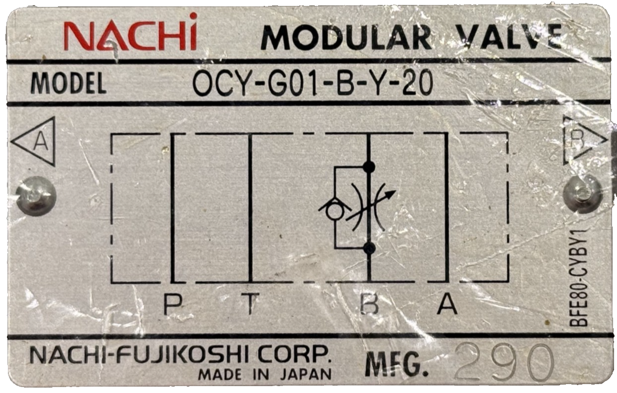 NEW NACHI OCY-G01-B-Y-20 FLOW REGULATOR MODULAR HYDRAULIC VALVE OCYG01BY20 - Image 5