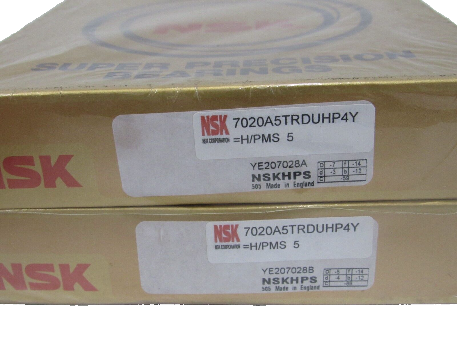 NEW NSK 7020A5TRDUHP4Y ANGULAR CONTACT BEARING SET OF TWO SEALED - Image 3