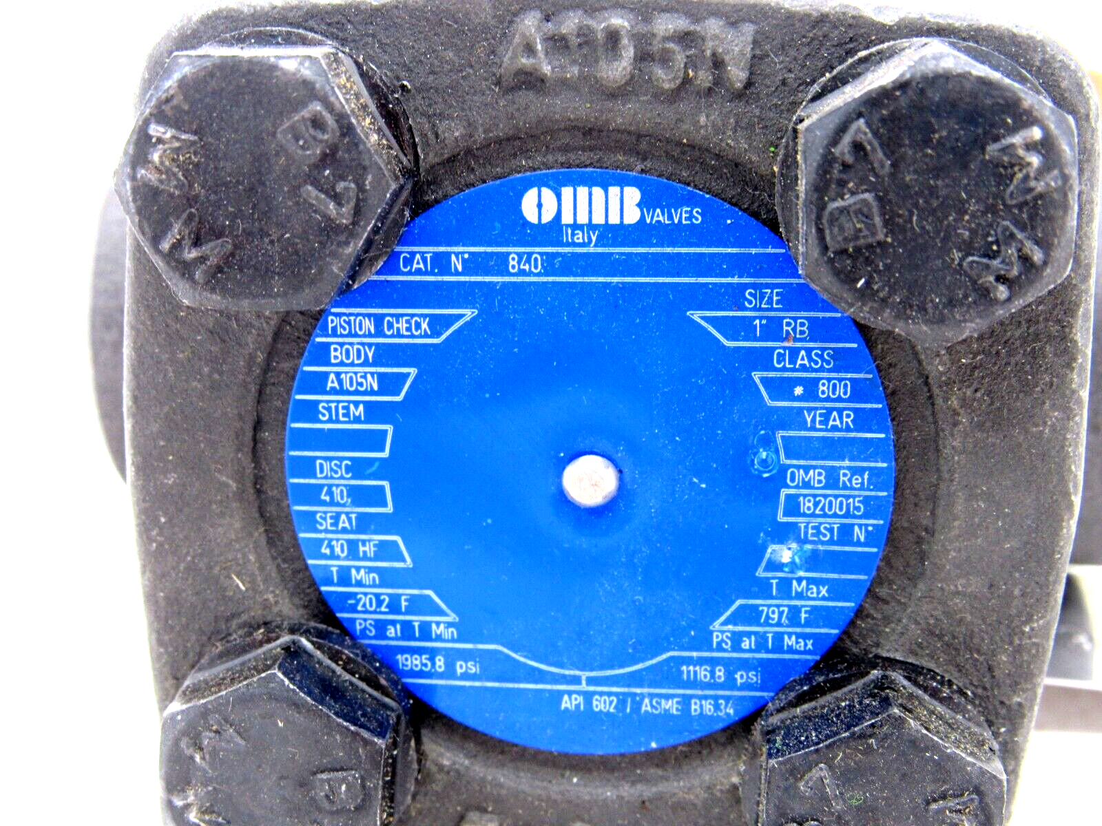 NEW OMB VALVES A105N GATE VALVE 1" #800 - Image 3