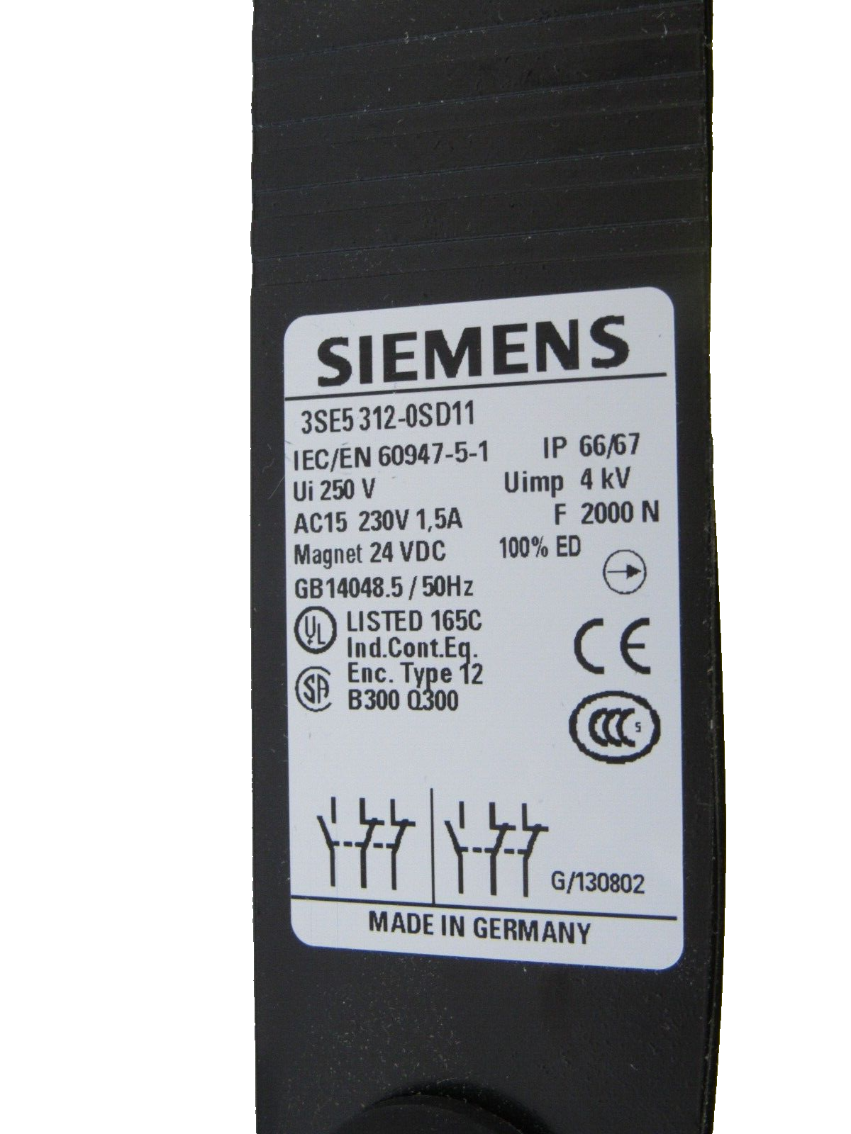 NEW SIEMENS 3SE5312-0SD11 INTERLOCK SWITCH 3SE53120SD11 - Image 3