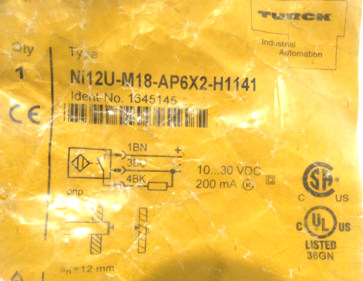 NEW TURCK NI12U-M18-AP6X2-H1141 INDUCTIVE SENSOR 1345145 NI12UM18AP6X2H1141 - Image 3