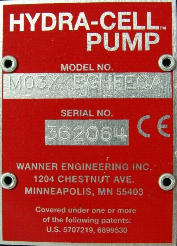 NEW WANNER M03XKBGHFECA HYDRA-CELL PUMP M03-K-0006 - Image 4