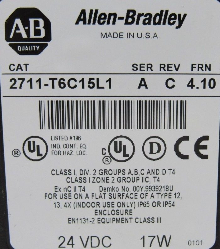 NEW ALLEN BRADLEY 2711-T6C15L1 PANELVIEW 600 2711T6C15L1 SER. A REV C FRN 4.10 - Image 5
