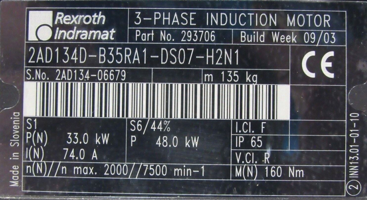 NEW INDRAMAT 2AD134D-B35RA1-DS07-H2N1 SERVO MOTOR 293706 - Image 6
