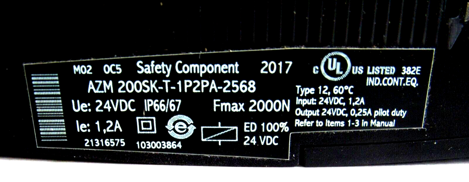 NEW SCHMERSAL AZM 200SK-T-1P2PA-2568 SAFETY DOOR LOCK SWITCH W/103002944 - Image 6