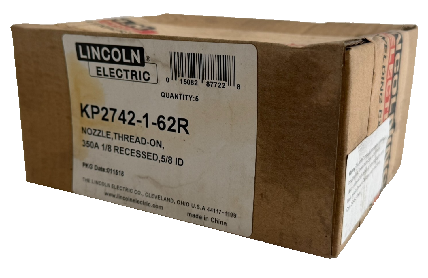 NEW SEALED LINCOLN ELECTRIC KP2742-1-62R THREAD-ON NOZZLE 350A KP2742162R