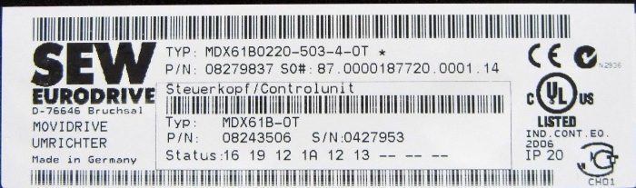 NEW SEW EURODRIVE MDX60A0220-503-4-00 AC DRIVE 08243492 MDX60A0220503400 - Image 8