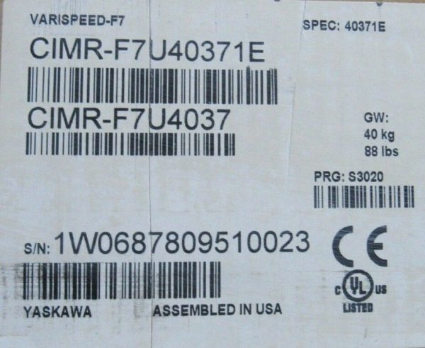 NEW YASKAWA CIMR-F7U40371E DRIVE VARISPEED F7 480V CIMRF7U40371E - Image 8
