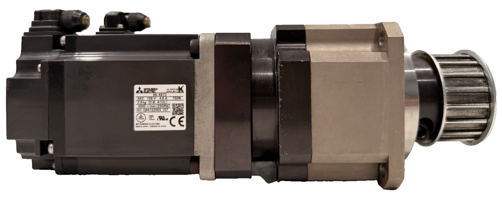 USED MITSUBISHI HG-KR73 SERVO MOTOR 3000RPM W/ APEX DYNAMICS AB090-S1-P2 GEARBOX - Image 4
