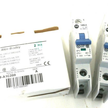 2 NEW ALLEN BRADLEY 1489-A1C200 CIRCUIT BREAKER 1489A1C200