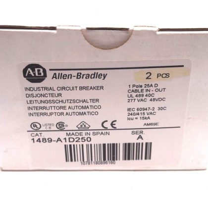 2 NEW ALLEN BRADLEY 1489-A1D250 CIRCUIT BREAKER SER.A 1489A1D250