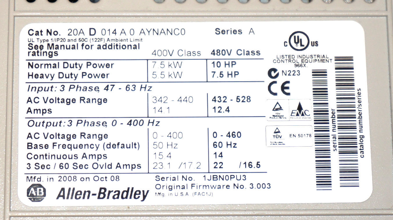 ALLEN BRADLEY 20AD014A0AYNANC0 POWERFLEX 70 W/ 20-HIM-A3 LCD HIM - Image 6